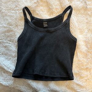 SHEIN Black Ribbed Cropped Cami Tank
